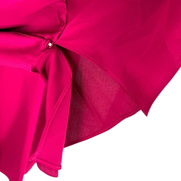 Halogen High Neck Flared Cuff Satin Blouse Fuschia Pink Size Large NWOT - Picture 6 of 11
